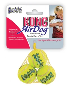 Air dog sqeaker tennis ball geel 3 stuks