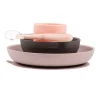 Eetset Silicone 4dlg Roze/Aubergine