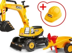 Falk JCB graafmachine met aanhanger en helm