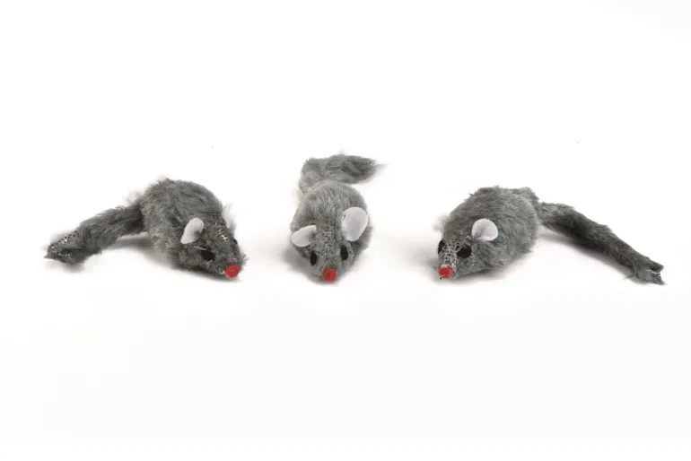 Grijze bonten muis 5 cm zakje van 3 stuks