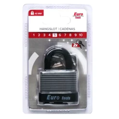 Hangslot 40 mm grijs + 2 sleutels