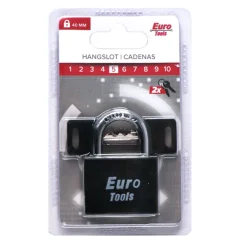 Hangslot 40 mm zwart + 2 sleutels