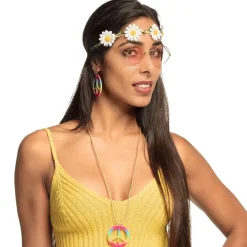 Hippie Set Flower Power - bril + hoofdband + oorbellen + ketting