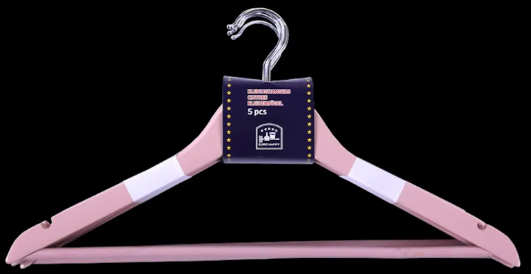 Houten kleerhanger roze 5 stuks