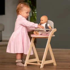 Houten poppenstoel roze/wit