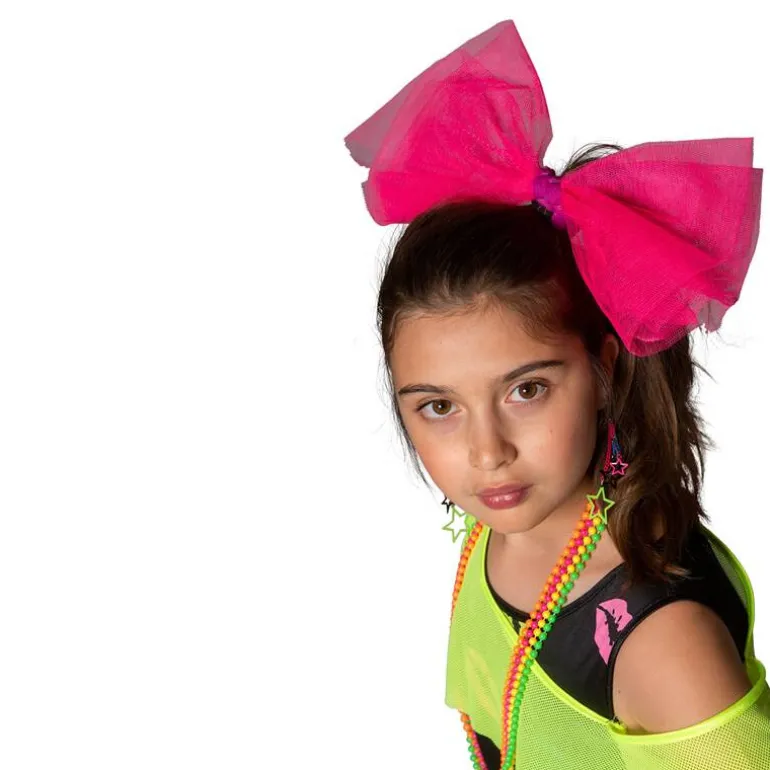80ies Kinderkostuum Fluojurk Kiss The Girl - Maat 164