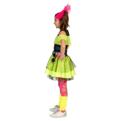 80ies Kinderkostuum Fluojurk Kiss The Girl - Maat 140