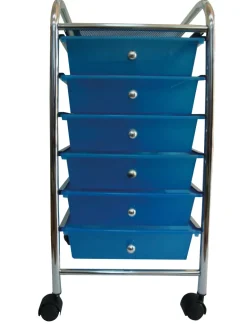 Kar met 6 laden blauw 33 x 39 x65 cm