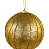 Kerstbal stripes L goud