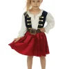 Kinderkostuum piraat met hoed meisje- 3 delig - Blauw/rood - 5-6 jaar