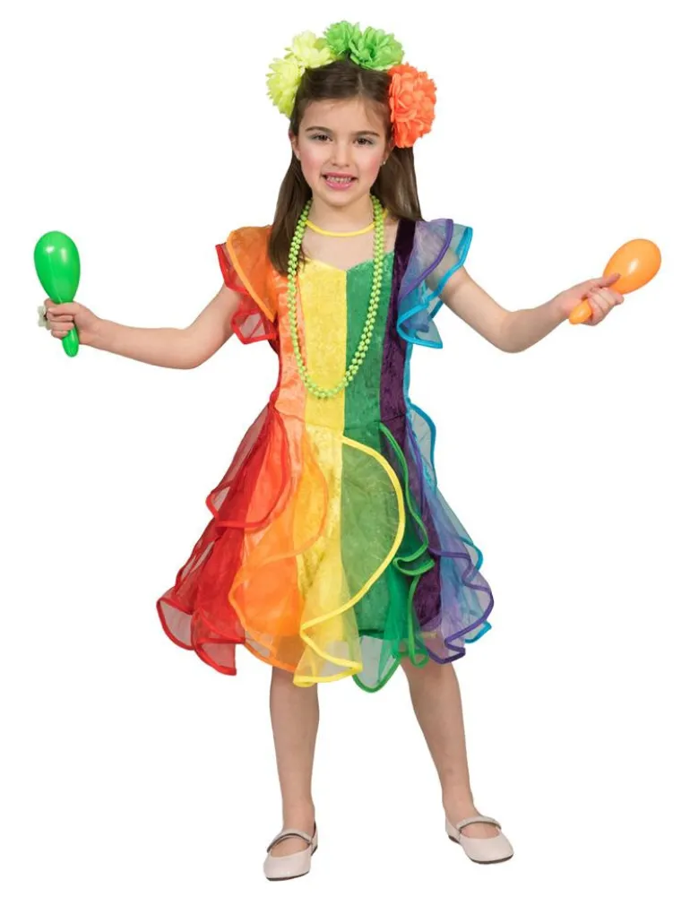 Kinderkostuum Regenboog Prinsessenjurk - Maat 116