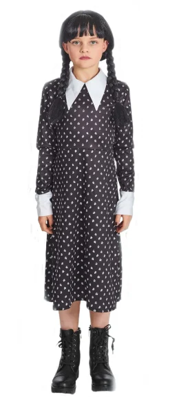 Kinderkostuum Wednesday Addams - Maat  128