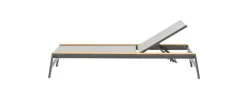 Ligbed Jennifer verstelbaar met Polywood - Aluminium - Lichtgrijs Textilene