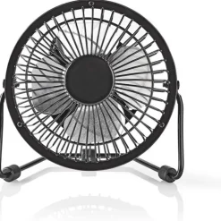 Metalen mini ventilator USB zwart 10 cm diameter
