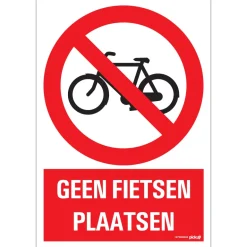 Pictogram geen fietsen plaatsen 23 x 33 cm