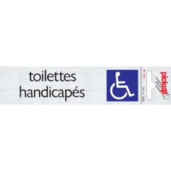 Pictogram toilettes handicapés aluminium 16,5 x 4,4 cm