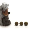 Pluche kattenspeeltje egel met bal 11,5 cm