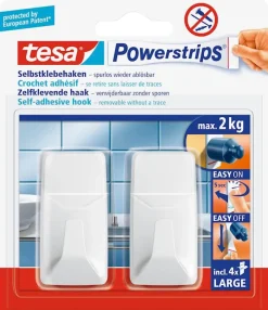 Powerstrips zelfklevende haak rechthoekig wit (2 haken + 4 strips)