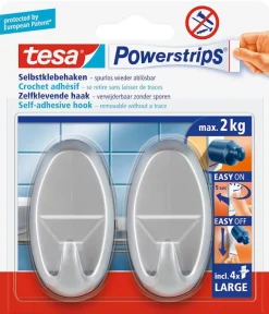 Powerstrips zelfklevende haak ovaal mat chroom