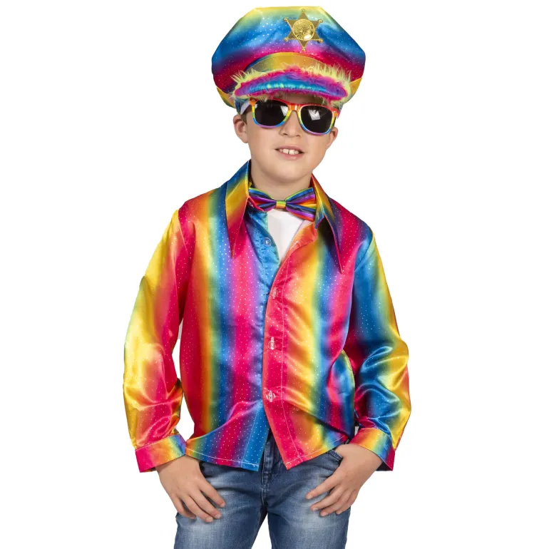 Pride Regenboog Disco hemd Jongen - Maat 164