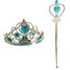 Prinsesset tiara + toverstok met blauwe stenen