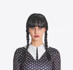 Pruik Wednesday Zwart Met Vlechten Vrouw