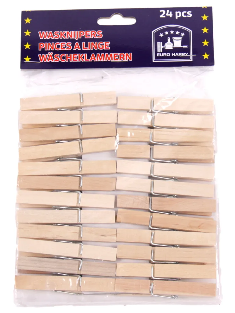 Set 24 houten wasknijpers