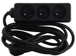 Stekkerblok met kabel 3 m zwart 3 x 16 A