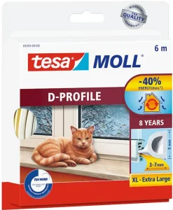 Tochtstrip 9 mm x 6 m wit