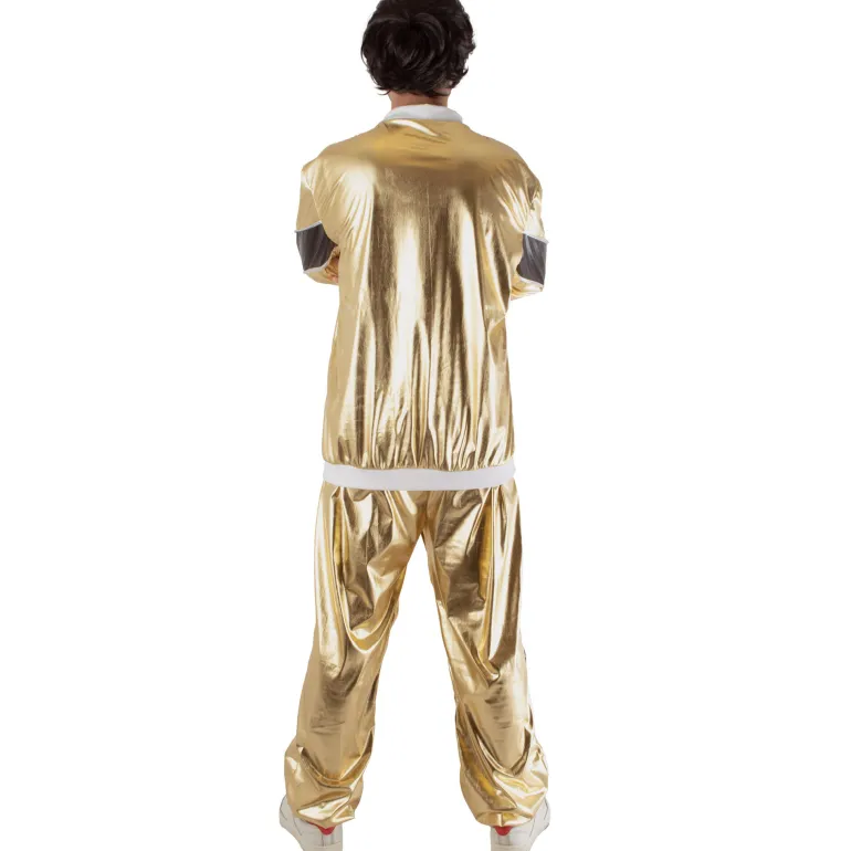 Trainingspak 80ies Sporty Simon Heren - goud/zwart - Maat 52/54