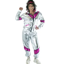 Trainingspak 80ies Sporty Scarlet Dames - zilver/paars - Maat 40/42