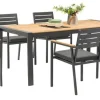Tuinset Jina met Polywood Tafelblad - 6 Tuinstoelen - Aluminium - Zwart