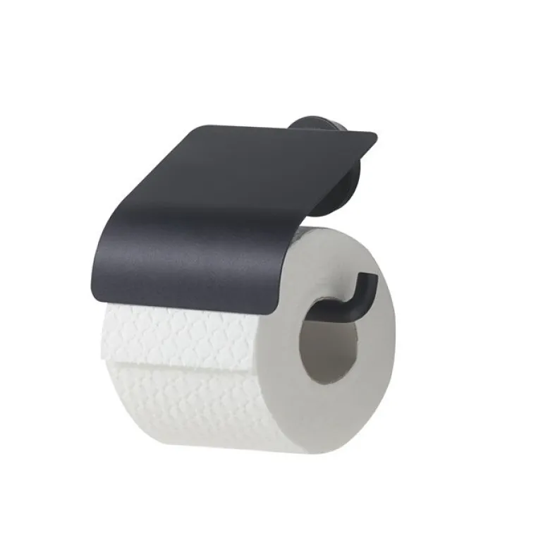 Urban toiletrolhouder met klep - zwart