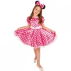 Verkleedjurk Minnie Mouse - Roze met witte stippen - Maat 140