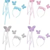 Vlinderset diadeem + stokje - 4 verschillende kleuren