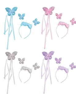 Vlinderset diadeem + stokje - 4 verschillende kleuren