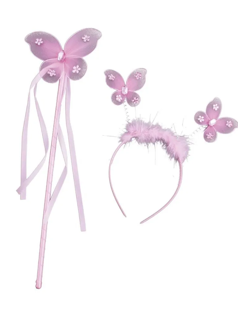 Vlinderset diadeem + stokje - 4 verschillende kleuren