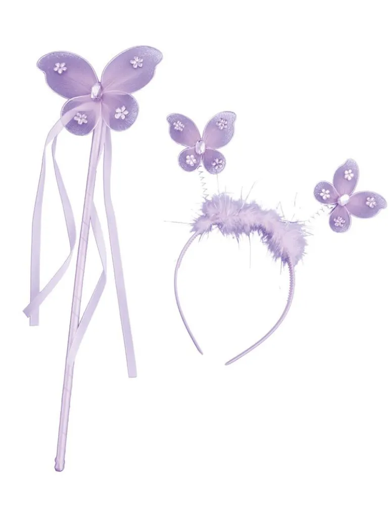 Vlinderset diadeem + stokje - 4 verschillende kleuren