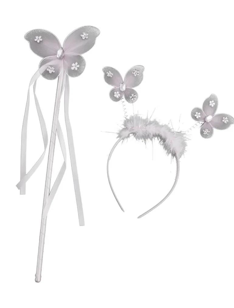 Vlinderset diadeem + stokje - 4 verschillende kleuren