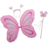 Vlinderset diadeem + vleugels +  stokje - Roze