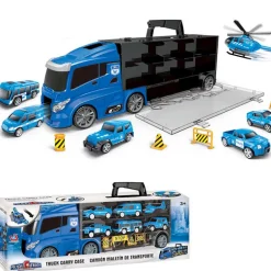 Vrachtwagen koffer + voertuigen blauw