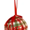 3x kerstbal geruit rood/groen