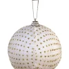 3x kerstbal strass M cream