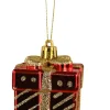 4x kerstornament pakjes rood